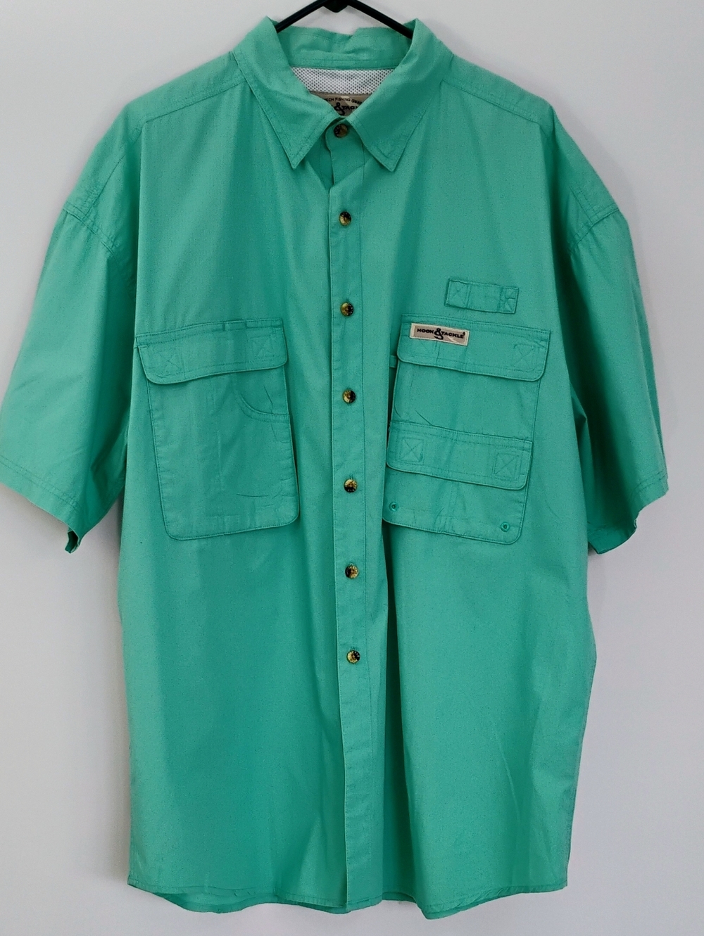 Hook & Tackle Gulfstream Teal Short Sleeve Fishing Shirt Excellent Condition XL